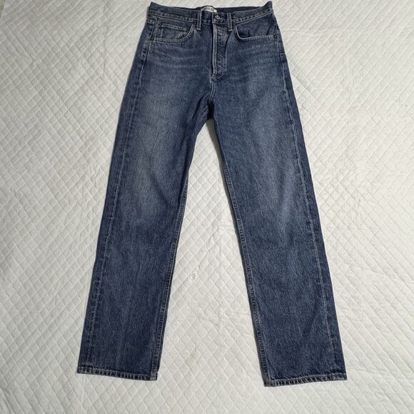 Agolde Jeans Sz 26 Blue Denim High Rise Loose Fit 90s Button Fly A0691 811 USA - Picture 1 of 13